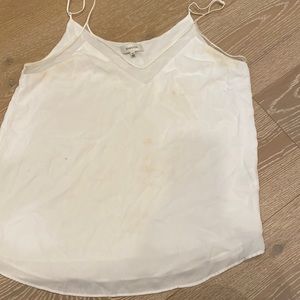Babaton Tank White silk mesh detail discoloration